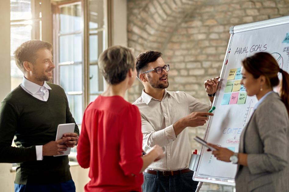 Gráfico de performance com setas para cima